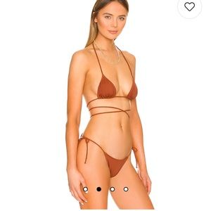 Tropic Of C Praia Long Tie Top XS and Praia Bottom S - Coffee Bean